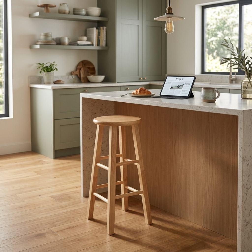 PJ wood เก้าอี้บาร์ 29 นิ้ว เคาน์เตอร์บาร์ ร้านกาแฟ มินิมอล 29" High Bar Stool