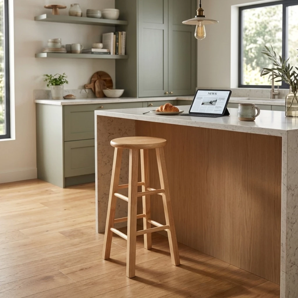 PJ wood เก้าอี้บาร์ 29 นิ้ว เคาน์เตอร์บาร์ ร้านกาแฟ มินิมอล 29" High Bar Stool