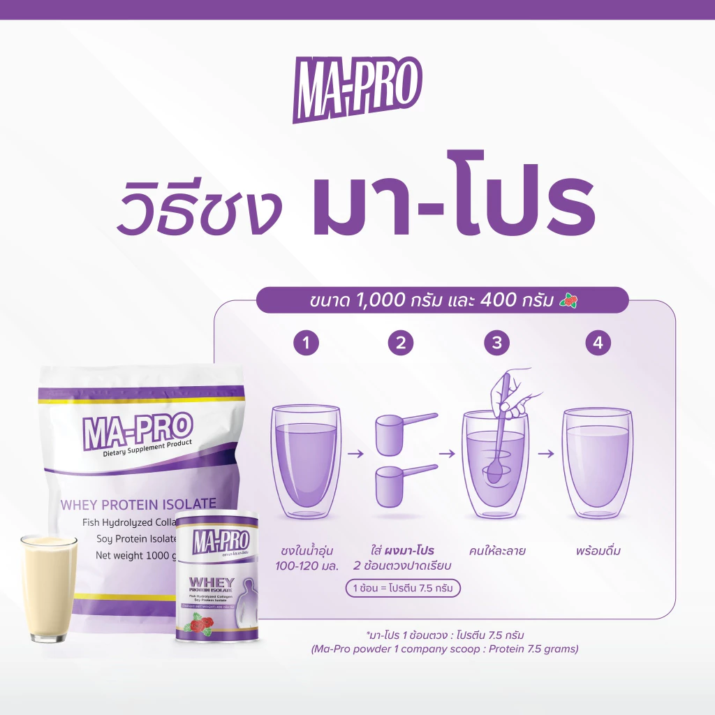 เวย์โปรตีน MA-PRO 1000 กรัม ไข่ขาวผง thumbnail 3
