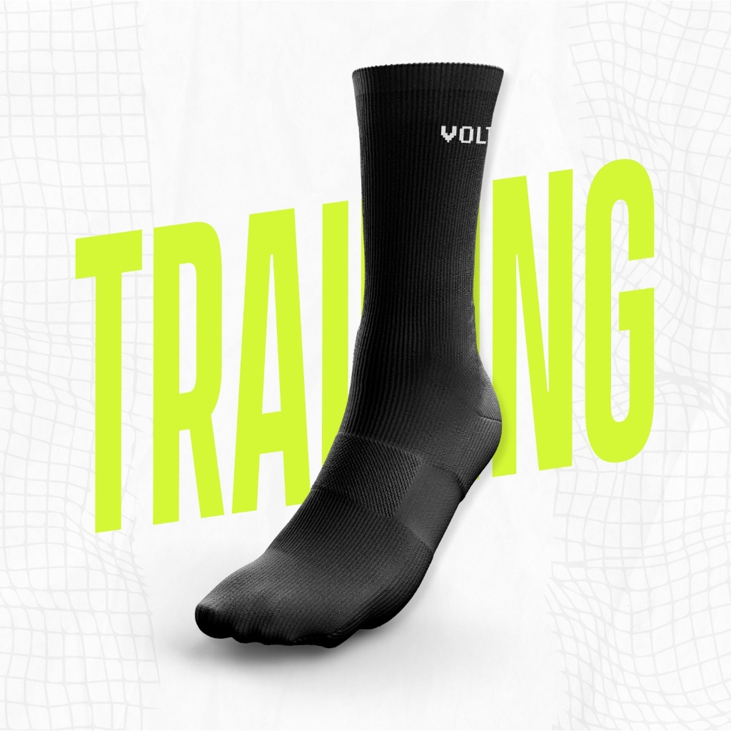VOLT ถุงเท้ากีฬา ถุงเท้าวิ่ง รุ่น TORQUE 001 TRAINING SOCKS สีดำ TQ-0191 สำหรับออกกำลังกาย ฟิตเนส