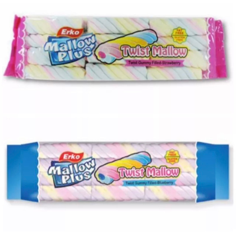 AFBS Erko Mallow plus Twist Mallow 180g. มาร์ชแมลโลว์ สายรุ้ง สตรอเบอรี่/บลูเบอร์รี #1199014