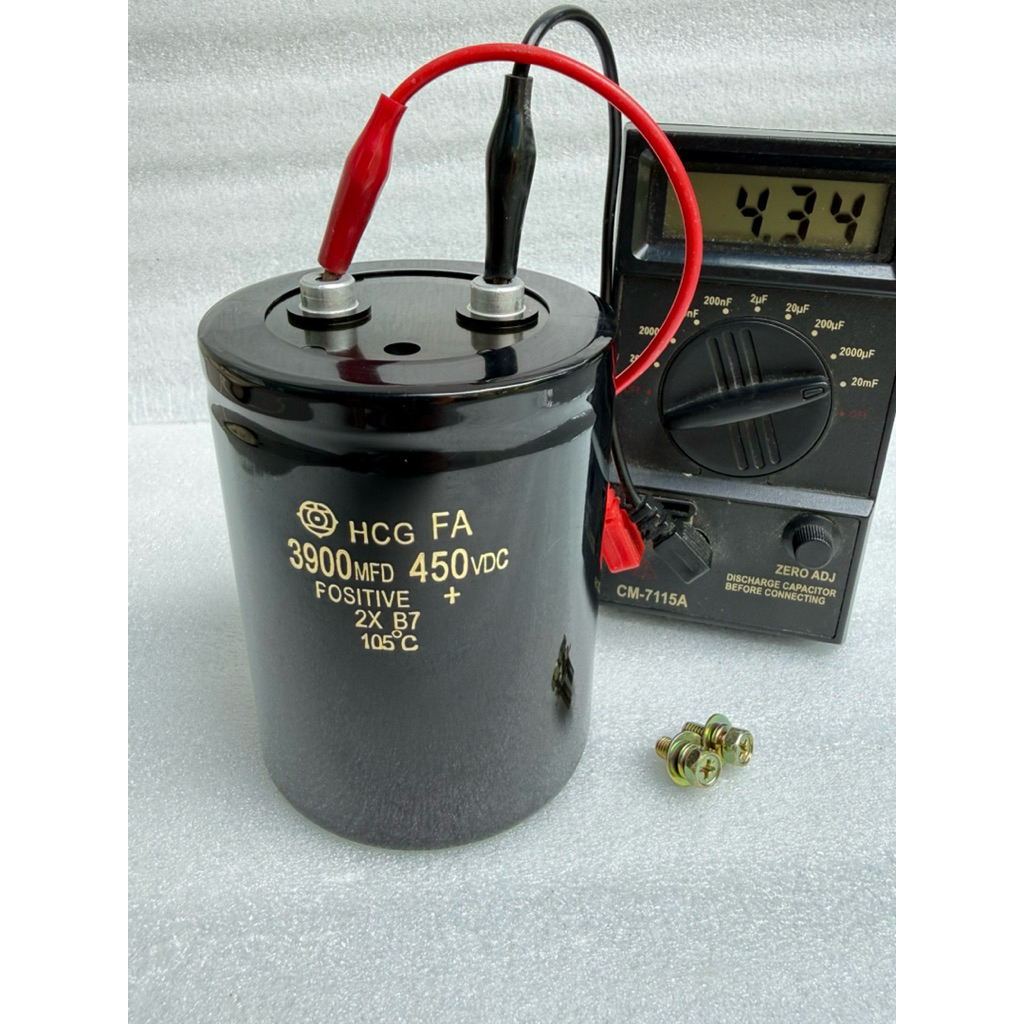 (1ชิ้น) C 3900UF 450VDC C 3900UF 450V 75x100mm ค่าบวกลบ20%QCก่อนส่ง คาปาซิเตอร์ Cหัวน็อต 3900UF450V 