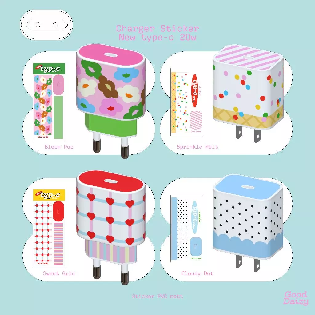[3ชิ้น100]Charger sticker 2 สติกเกอร์ติดหัวชาร์จ | Good Daizy
