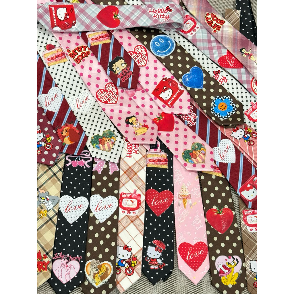 พร้อมส่ง - เนคไทลายการ์ตูน DIY แบบผูกเอง necktie