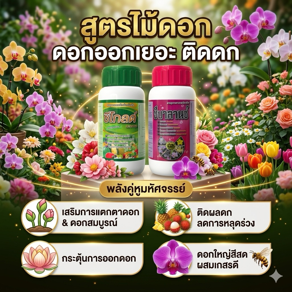 สูตรไม้ดอก ดอกออกเยอะ ดอกดก 250cc/500cc/1000cc
