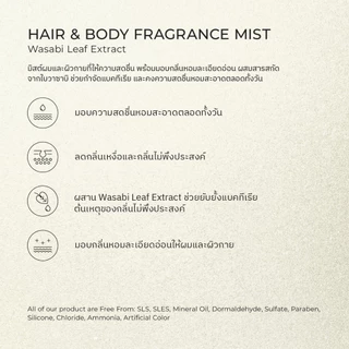 ONEST Hair & Body Fragrance Mist 75 ML Wasabi Leaf Extract สเปรย์หอมสำหรับผมและผิวกาย ระงับกลิ่นไม่พึงประสงค์