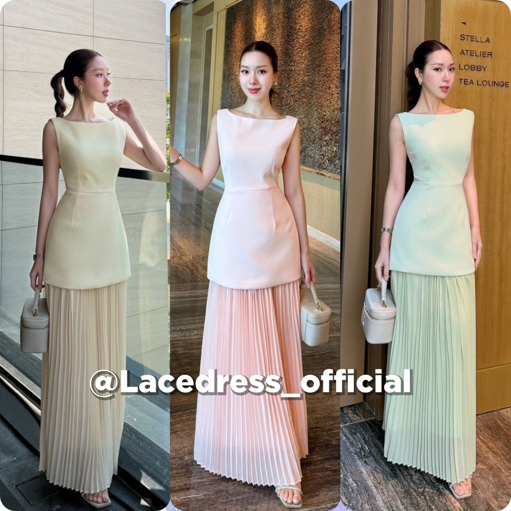 Shimmer●ชุดเซ็ตเสื้อ+กระโปรงยาวพลีท