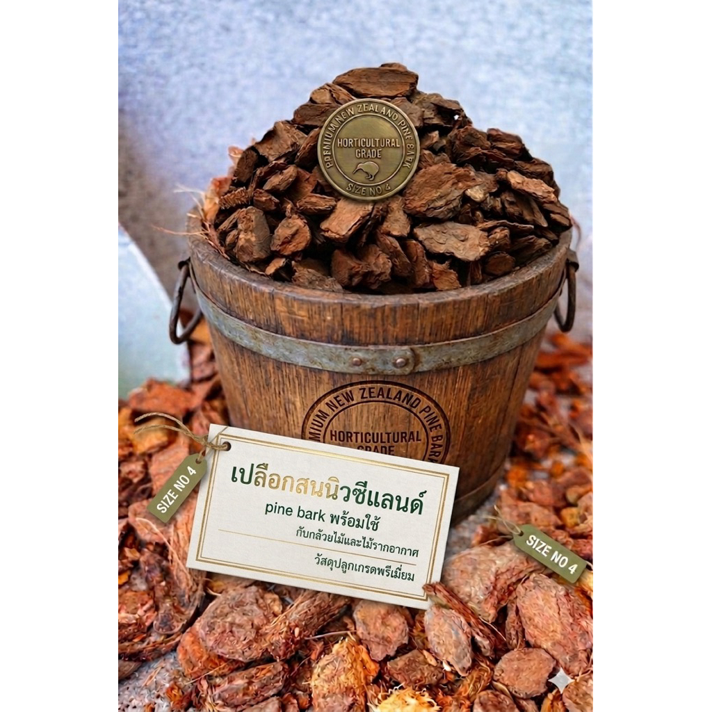 ✅เปลือกสนนิวซีแลนด์(New Zealand Pine Bark) ยกกระสอบ 50ลิตร~13-16กก.