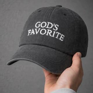 God’s Favorite Embroidered Minimal Cap หมวกแก๊ปเฟดสีเทา “God’s Favorite” ลุคสตรีทพรีเมียม