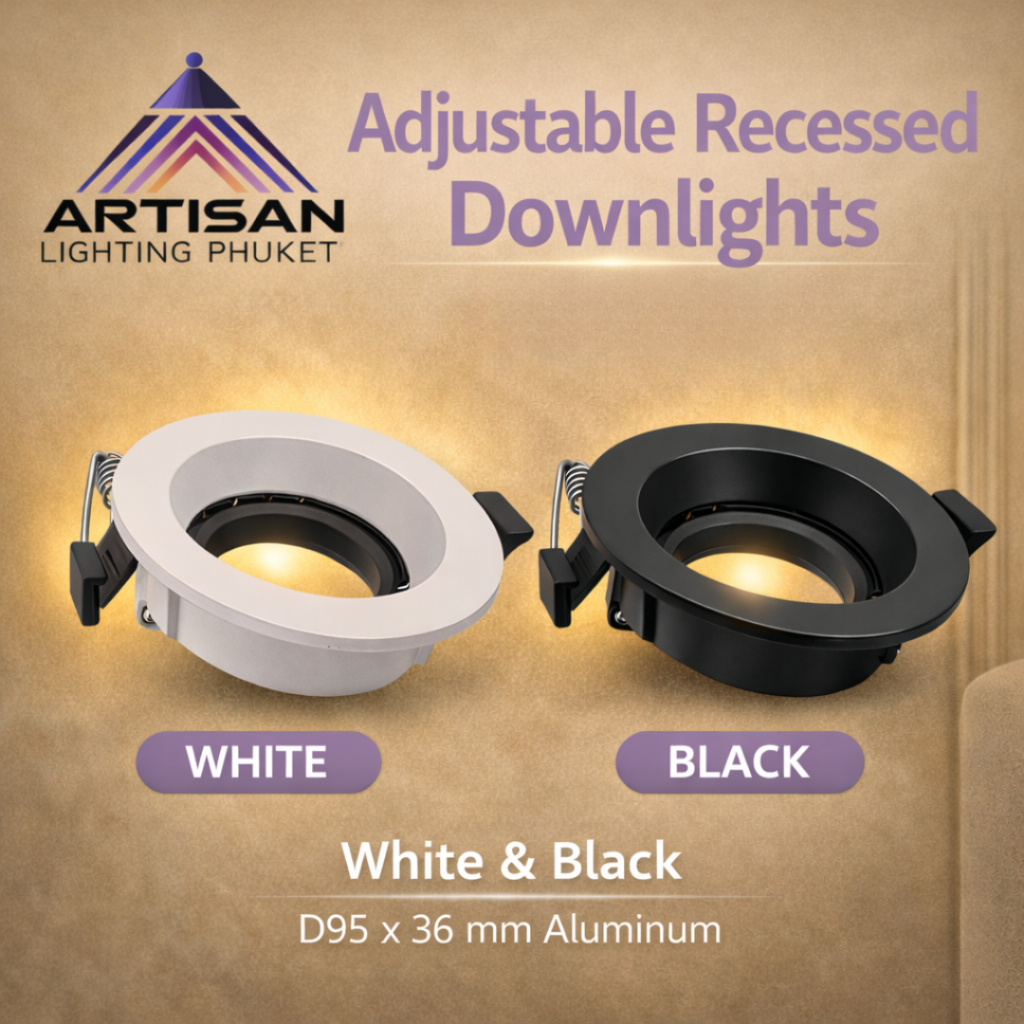 Artisan Lighting  | โคมดาวน์ไลท์ฝังฝ้าทรงกลม ปรับองศาได้ Aluminum สีขาว / สีดำ | รองรับ MR16 GU5.3 x