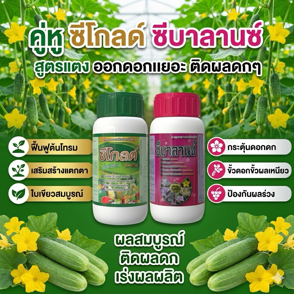 คู่หูซีโกลด์ ซีบาลานซ์ สูตรแตง ออกดอกเยอะติดผลดกๆ 250cc/500cc/1000cc
