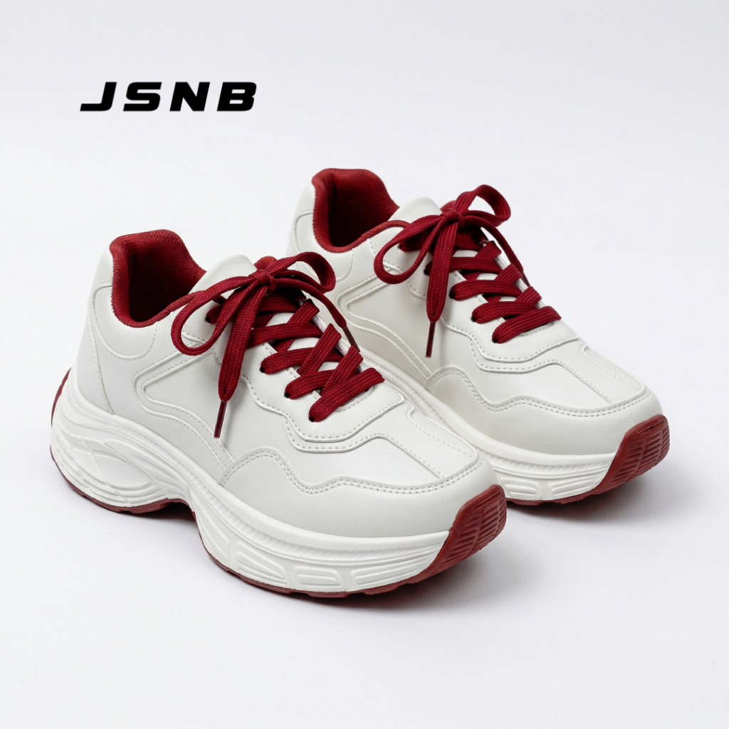 JSNB ส่งฟรี รองเท้าผ้าใบสีขาว ทรงสปอร์ต พร้อมส่ง รองเท้าลำลองส้นหนา พื้นนุ่ม น้ำหนักเบา รองเท้ากีฬา สไตล์เกาหลี [LN968]