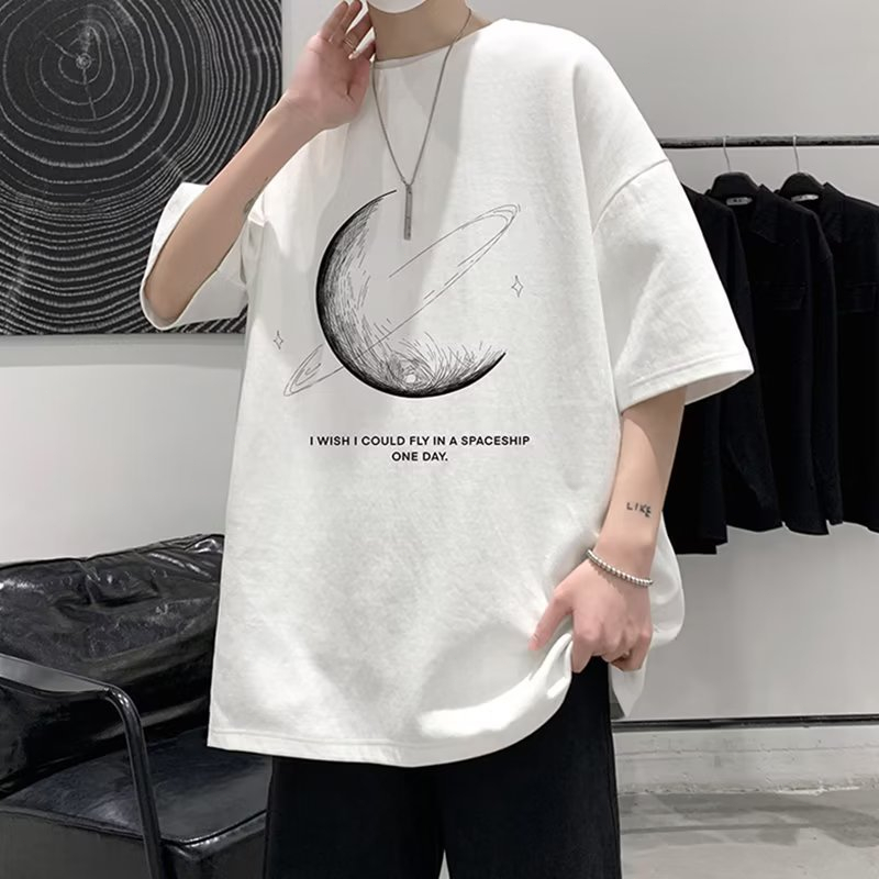 เสื้อยืดแขนสั้นผู้ชาย ทรงหลวม ใส่สบาย ผ้าคอตตอน นุ่ม สวมใส่ได้ทุกโอกาส