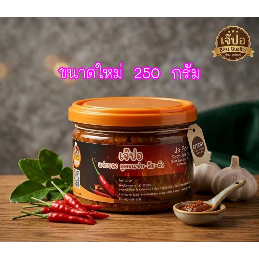 แจ่วบองเจ๊ปอ ปริมาณ 250 กรัม