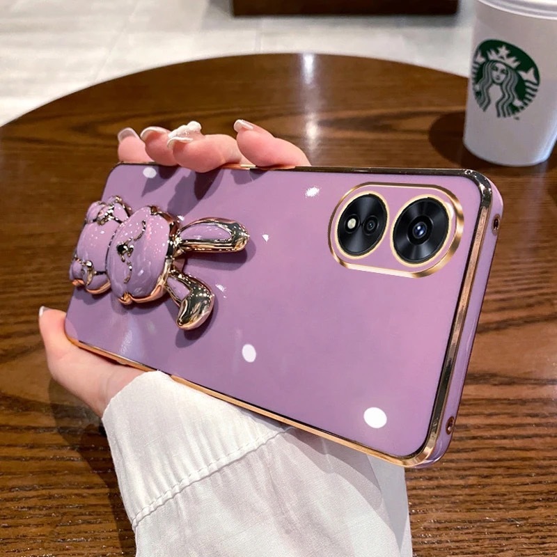 เคส ขาตั้ง กระต่าย สำหรับ oppo A98 A3S A83 A78 A58 A58 A53 A76 A96 เคสโทรศัพท์ ฝาหลัง กระจก ส่งจากไท