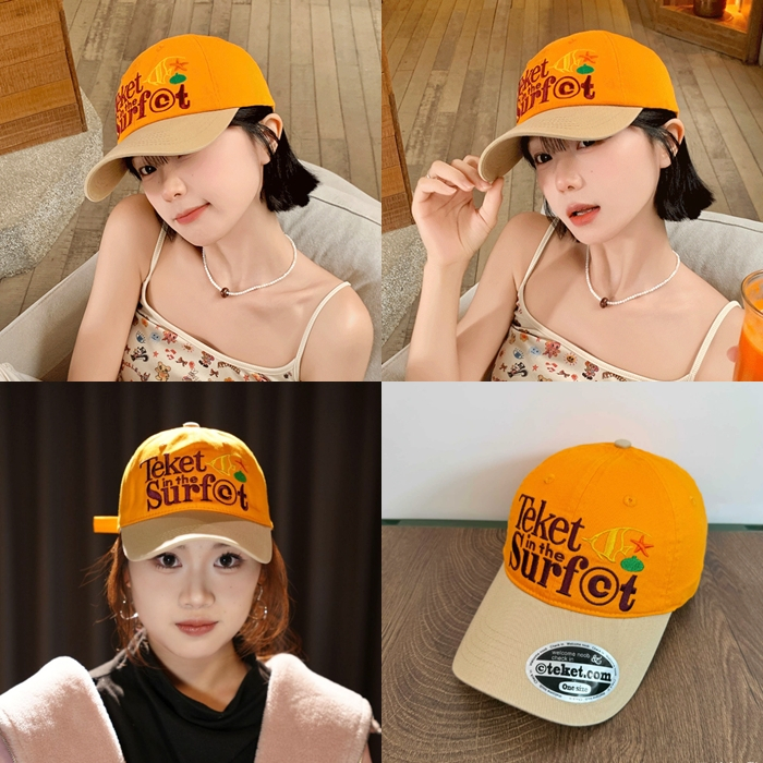 Cap_Teket Hat หมวกแก็ป หมวกสงกรานต์ ใส่กันแดด ลายปัก มีหลายสี ฟรีไซส์ ปรับสายได้ หมวกเกาหลี ราคาถูก 