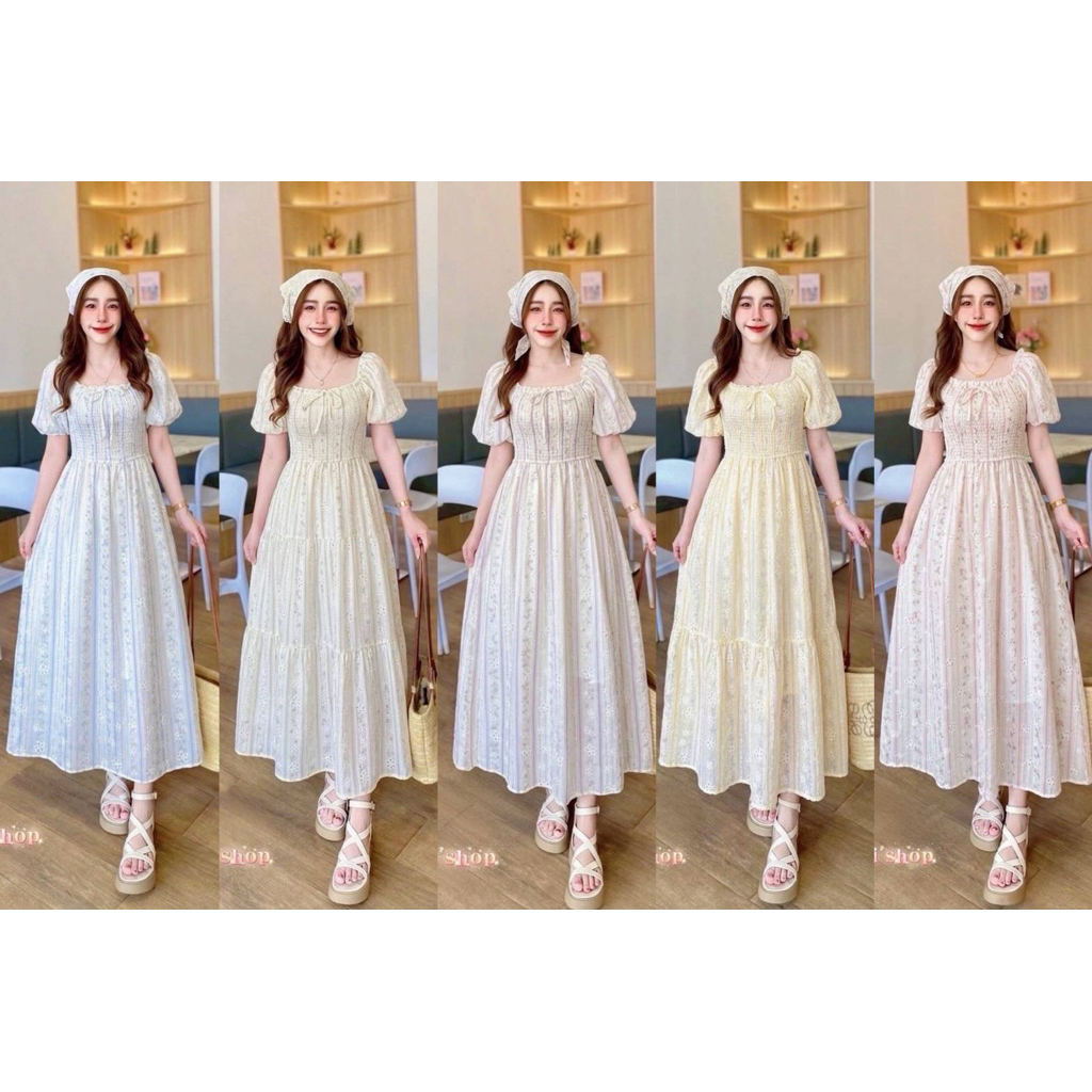 LILY งานป้าย งานนำเข้า เดรสกระโปรงชายบอลลูน ผ้าดีใส่สบาย  ดีเทลน่ารัก เดรสใส่ทำงาน ใส่ออกงาน เดรสสวยๆ เดรส เดรสน่ารักๆ