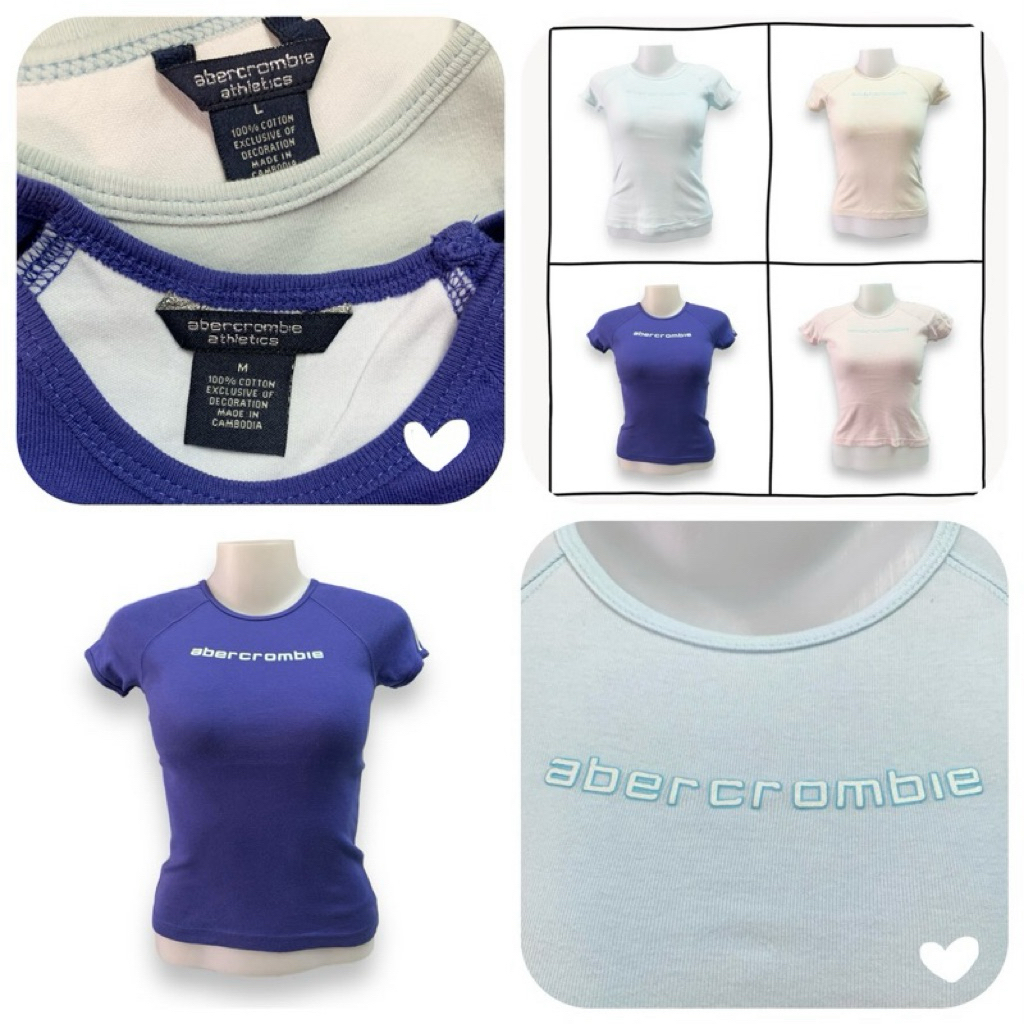 เสื้อยืด A&F Abercrombie & Fitch (XX74)Baby Tee สไตล์อเมริกา งานป้ายลดล้างสต็อก ทรงเข้ารูป ผ้านิ่ม สีพาสเทล