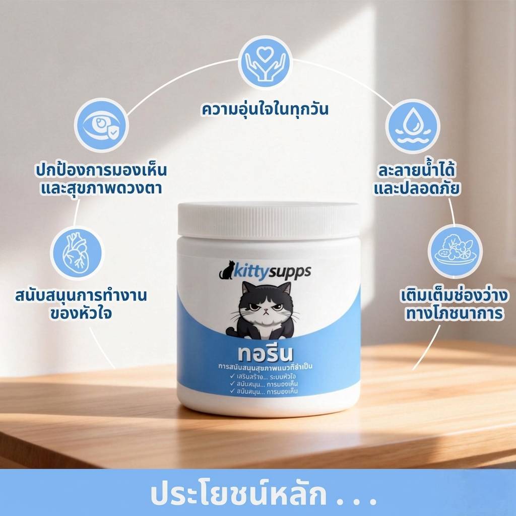 KITTYSUPPS Feline Taurine Supplement อาหารเสริมกรดอะมิโนทอรีนชนิดผงสำหรับแมว