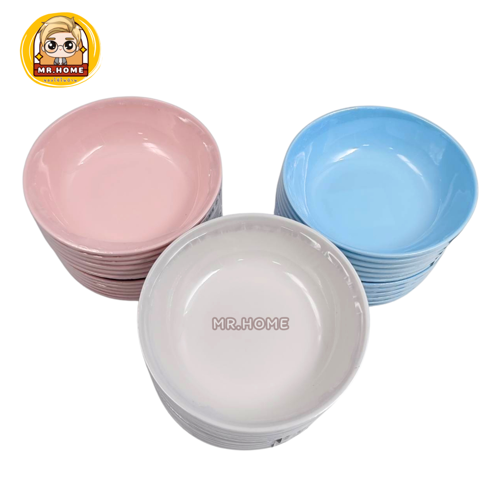 ถ้วยทรงใบบัว ถ้วยเมลามีน ถ้วยแบ่ง 6 นิ้ว สีพื้น ขาว ชมพู ฟ้า เนื้อหนา (ชุด 6 ใบ)