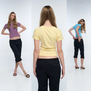 (ใหม่! เอวหัก ยืดหยุ่นสูง) CVC Baby Tee Super Slim – Seamless