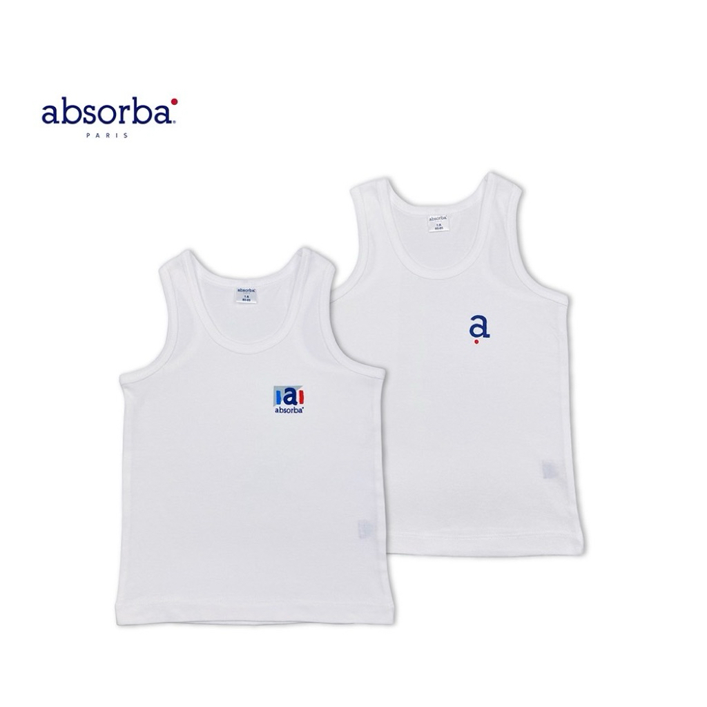 เสื้อกล้าม Absorba สีขาว 1แพ็คมี2ตัว size 1ปี,3ปี,5ปี,7ปี,9ปี,11ปี คละลายนะคะ