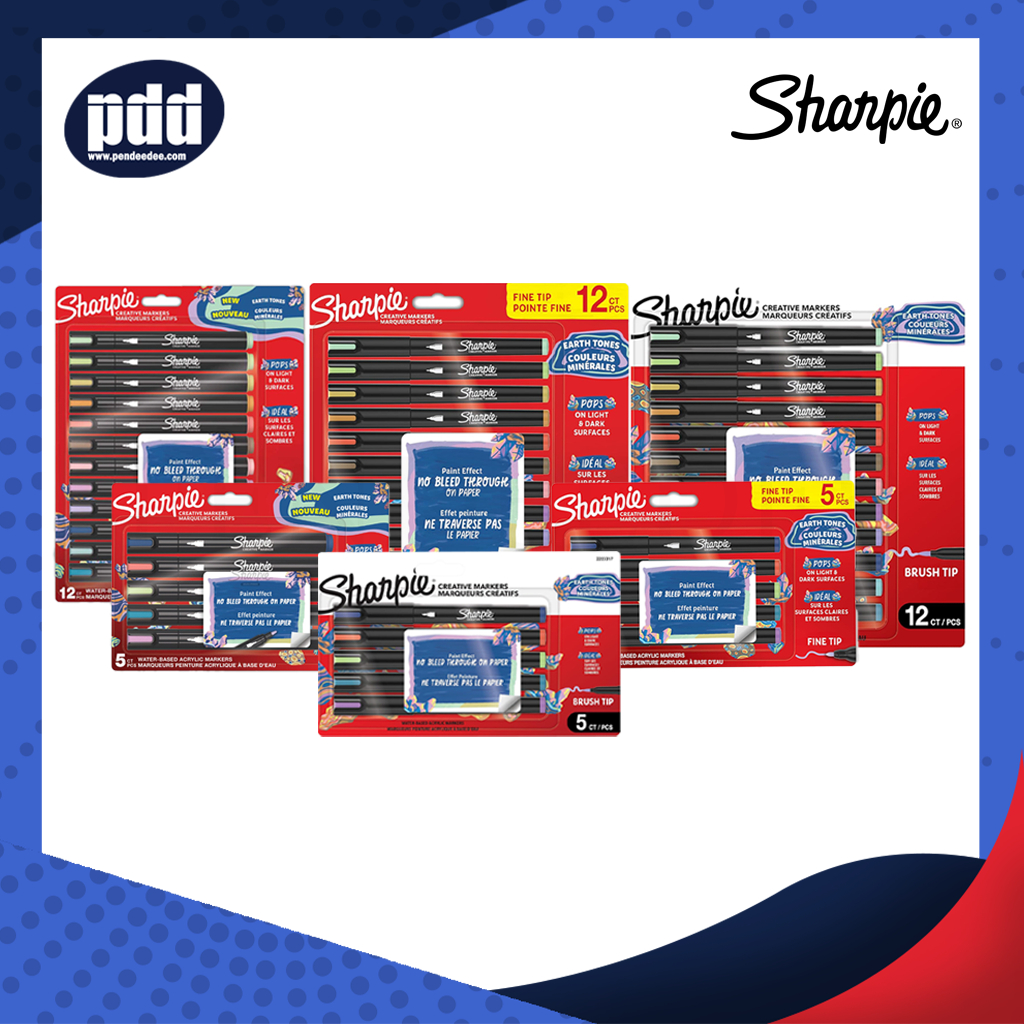 Sharpie ปากกาชาร์ปี้ มาร์เกอร์ อะคริลิค หัวไฟน์ *แพ็ค 12 ด้าม* Core Color Creative marker Pack Fine tip 12ct