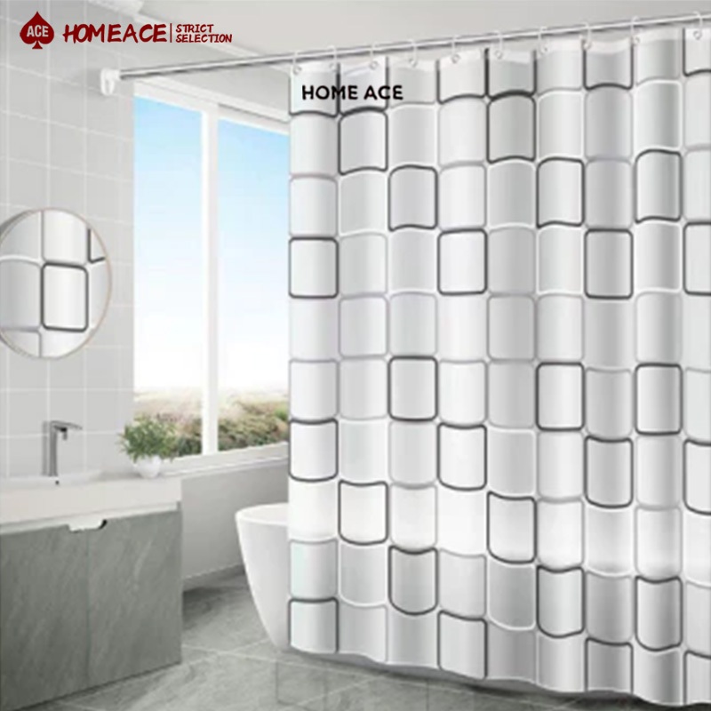 HOME ACE ม่านห้องน้ำกันเชื้อรา ม่านห้องน้ำกันน้ำ ห้องอาบน้ำ ม่านพลาสติก 180*180ซม