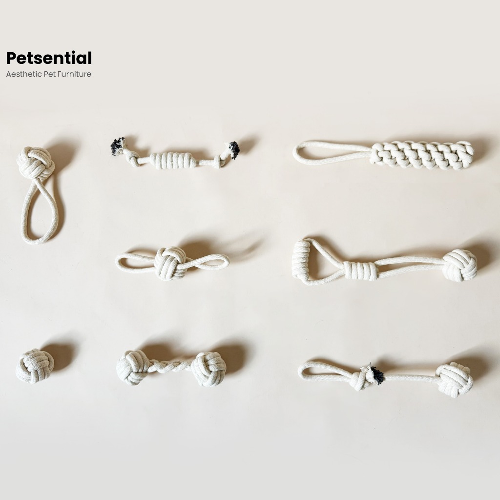 Petsential เชือกกัดสำหรับสุนัข ของเล่นสุนัขจากเชือกฝ้ายแท้ 1 ชุดมี 8 ชิ้น