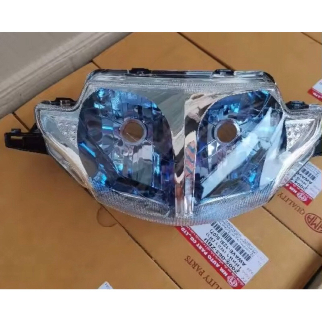 ไฟหน้าเพชร เบ้าฟ้า WAVE125i WAVE125S-07 รุ่นเลี้ยวบังลม ไฟหน้าเบ้าฟ้าเวฟ125i เก่า 2005-2010 HMA