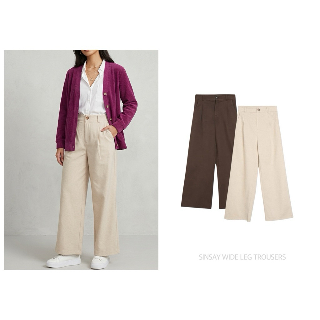 SINSAY กางเกงทรงขากว้างตรง ใส่ทำงาน WIDE LEG TROUSERS (C089)