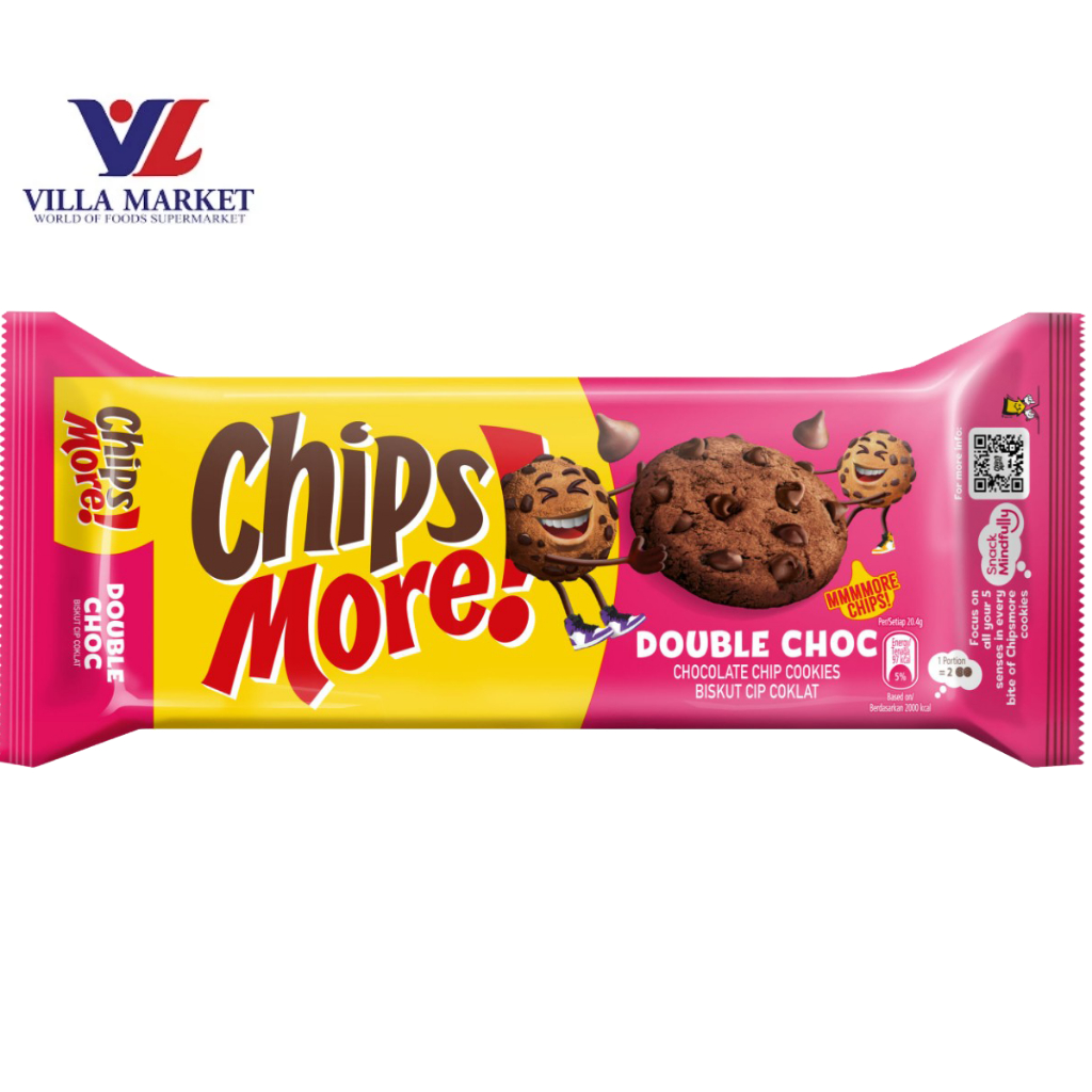 (ไม่มีโปร) Chips More Double Chocolate Chips Cookies 135G ชิพส์มอร์ คุกกี้ ดับเบิ้ลช็อกชิพ