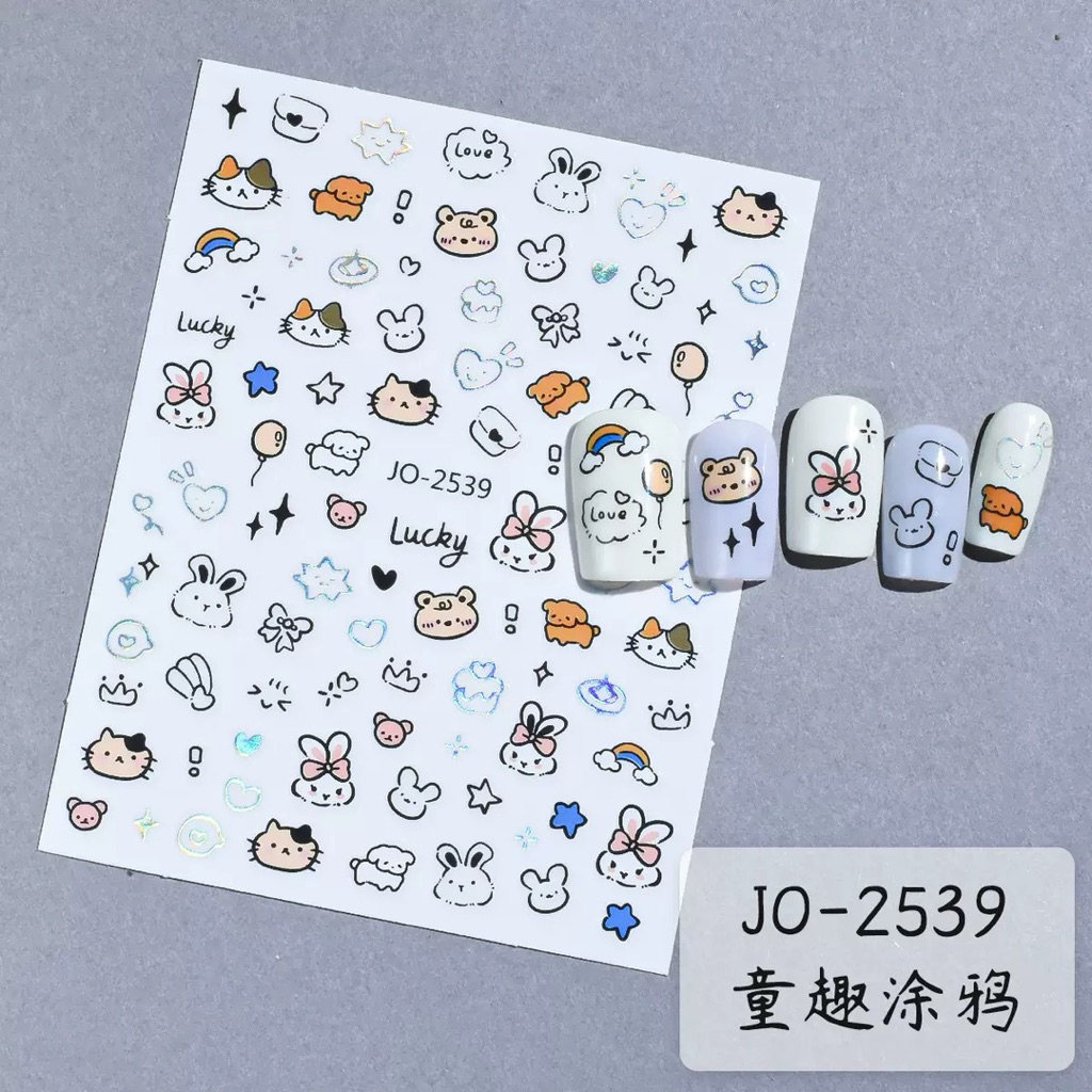 สติ๊กเกอร์ติดเล็บ รูปการ์ตูนน่ารักๆ แผ่นละ 9 บาท สินค้าพร้อมส่ง