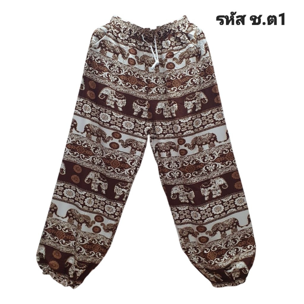 กางเกงช้างไทยลายใหม่ขาจั๊มผ้าไหมอิตาลีผ้านุ่มลื่นสวยน่ารักขนาดฟรีไซส์มีกระเป๋า2ข้าง