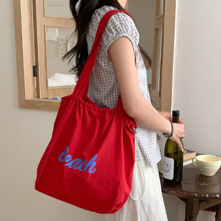 กระเป๋าสะพายข้าง Tote Bag สไตล์เกาหลี ins สำหรับผู้หญิง แฟชั่น ตัวอักษร ลำลอง อเนกประสงค์ มีหลายสีให้เลือก COD
