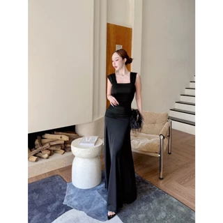 A1018 -ชุดออกงาน รุ่นแขนกุด ผ้ากลิตเตอร์ เดรสยาว ชุดไปงานแต่ง เดรสสวยๆ
