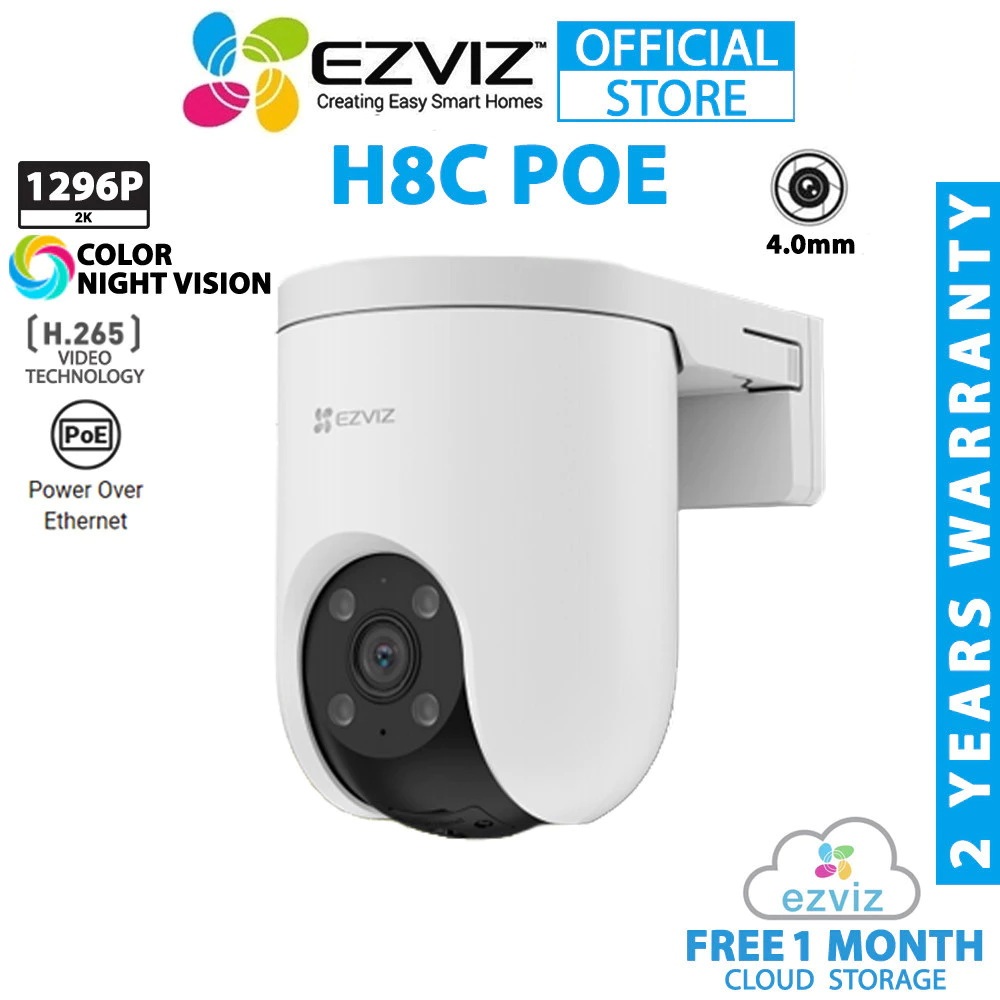 ⚡️กล้องวงจรปิด⚡️EZVIZ H8C POE 3MP 2K Resolution Pan & Tilt PoE IP Camera