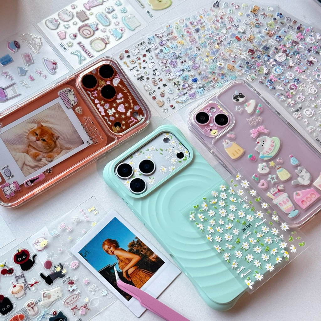 พร้อมส่ง 64ลาย🪼F1S215 สติ๊กเกอร์แผ่นฟิล์มไดคัท Diecut แบบนูน5D กันน้ำ DIYเคส ตกแต่งเคส เลนส์กล้อง ติดเล็บ ไม่เป็นคราบกาว