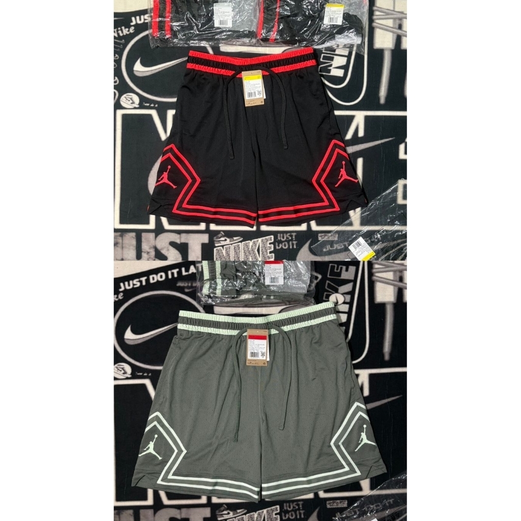กางเกง Jordan Dri-FIT Men's Sport Mesh Diamond Shorts - Black/Infrared 23+Vintage Lichen/Jade Aura ม