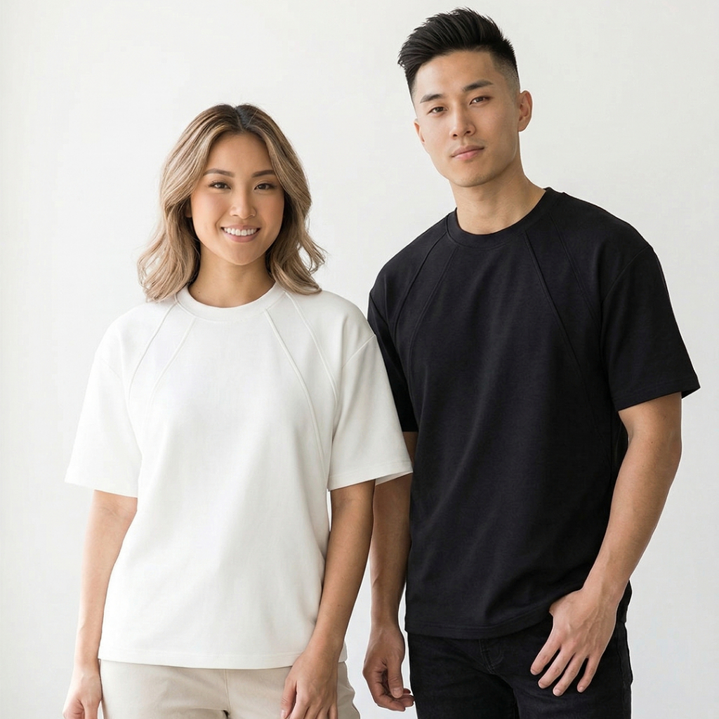 RT2511 เสื้อคอกลมลาย แขนสั้น ฤดูร้อนปี 2026 สำหรับผู้ชาย ดีไซน์บ่าตรง ใส่แล้วดูผอมเพรียว สไตล์สปอร์ต