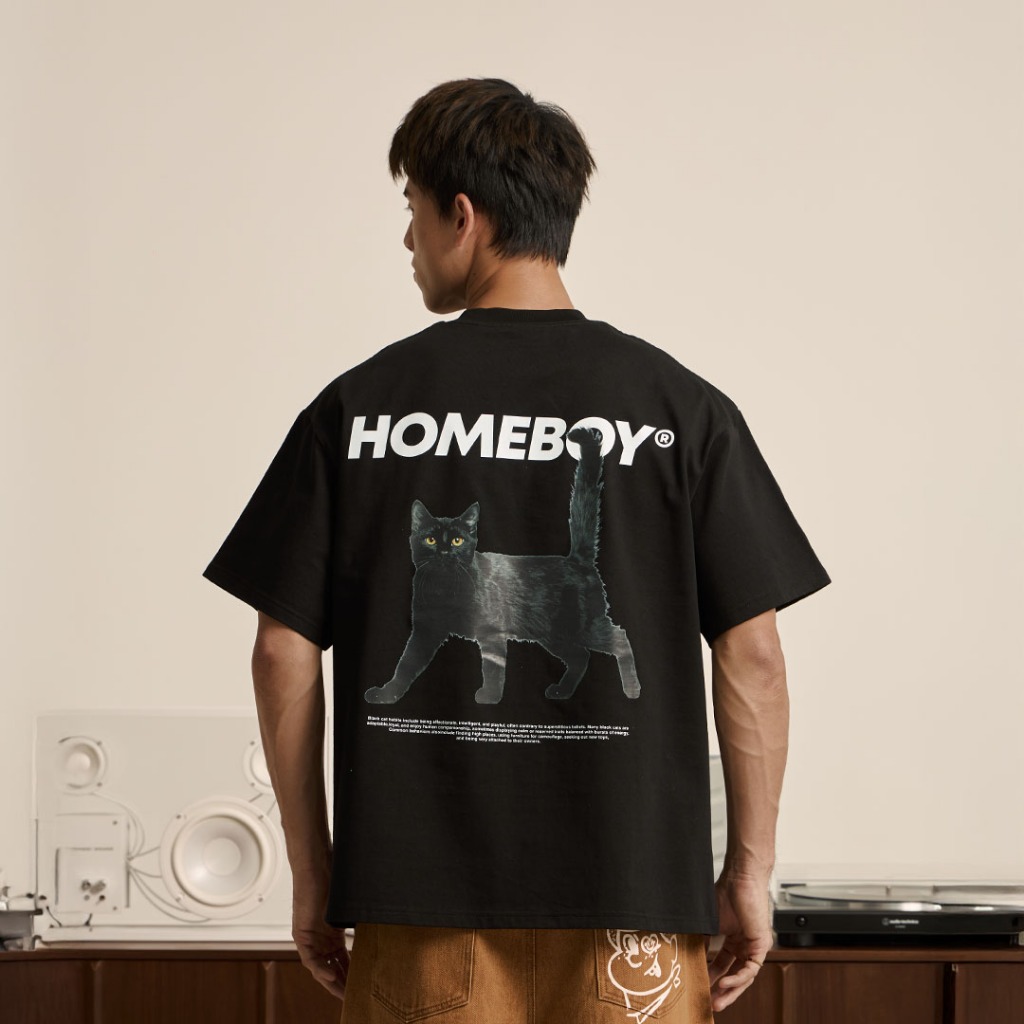 HOMEBOY เสื้อOVERSIZE   HB.HIMA.DIZZY.CAT  คอตตอน100% ใส่ได้ทุกวัน