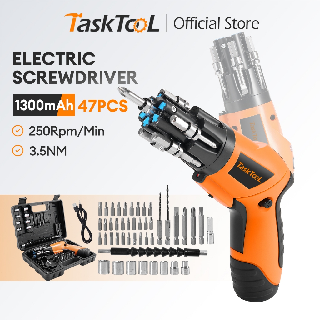 TASKTOOL เครื่องมือช่าง 3.5NM ใหม่ 47 ชิ้น ไขควงไฟฟ้า ไขควงไร้สาย ไขควงไฟฟ้าไร้สาย ชุดไขควงไฟฟ้า Screwdriver Set