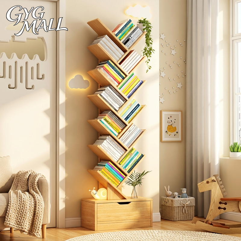 GYG ชั้นวางหนังสือไม้ ชั้นหลายระดับ แบบต้นไม้ ชั้นวางหนังสือ ชั้นวางของ ชั้นวางหนังสือเด็ก