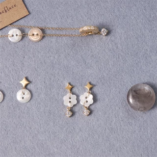 earika.earrings - Petal Glint Drop ต่างหูวิ้งค์ห้อยกระดุมดอกไม้ วัสดุสแตนเลส (stainless steel) เหมาะสำหรับคนแพ้ง่าย