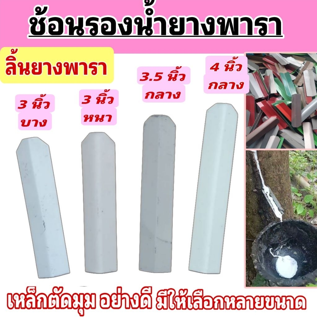 ช้อนรองน้ำยางพารา ลิ้นยางพารา สำหรับต้นยางพาราตัดมุมอย่างดี ขนาด 3-3.5 นิ้ว และ 4 นิ้ว คุณภาพดี ใช้ได้ยาวนาน