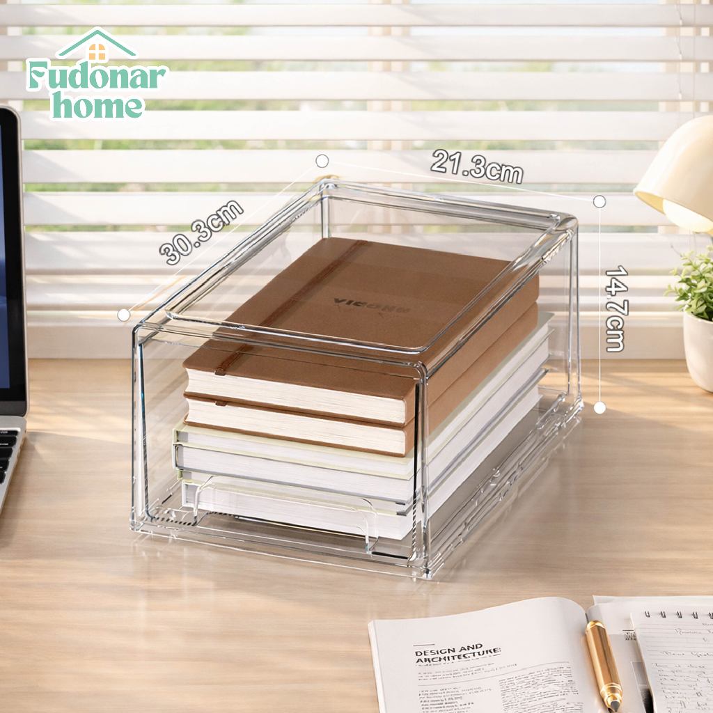 Fudonar กล่องเก็บของอะคริลิคใส ลิ้นชักอะคริลิค กล่องเก็บของโปร่งใส วางซ้อนได้ สินค้าพร้อมส่ง รูปที่ 6