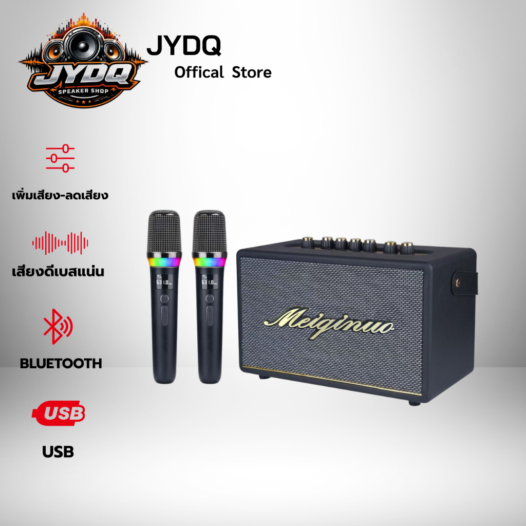 ลำโพงคาราโอเกะไร้สาย Mii Pro รุ่น Mii Pro กำลังขับ 20W รองรับการร้องเพลงคู่ด้วยไมโครโฟนไร้สาย 2 ตัว ที่มีไฟ RGB ในตัว