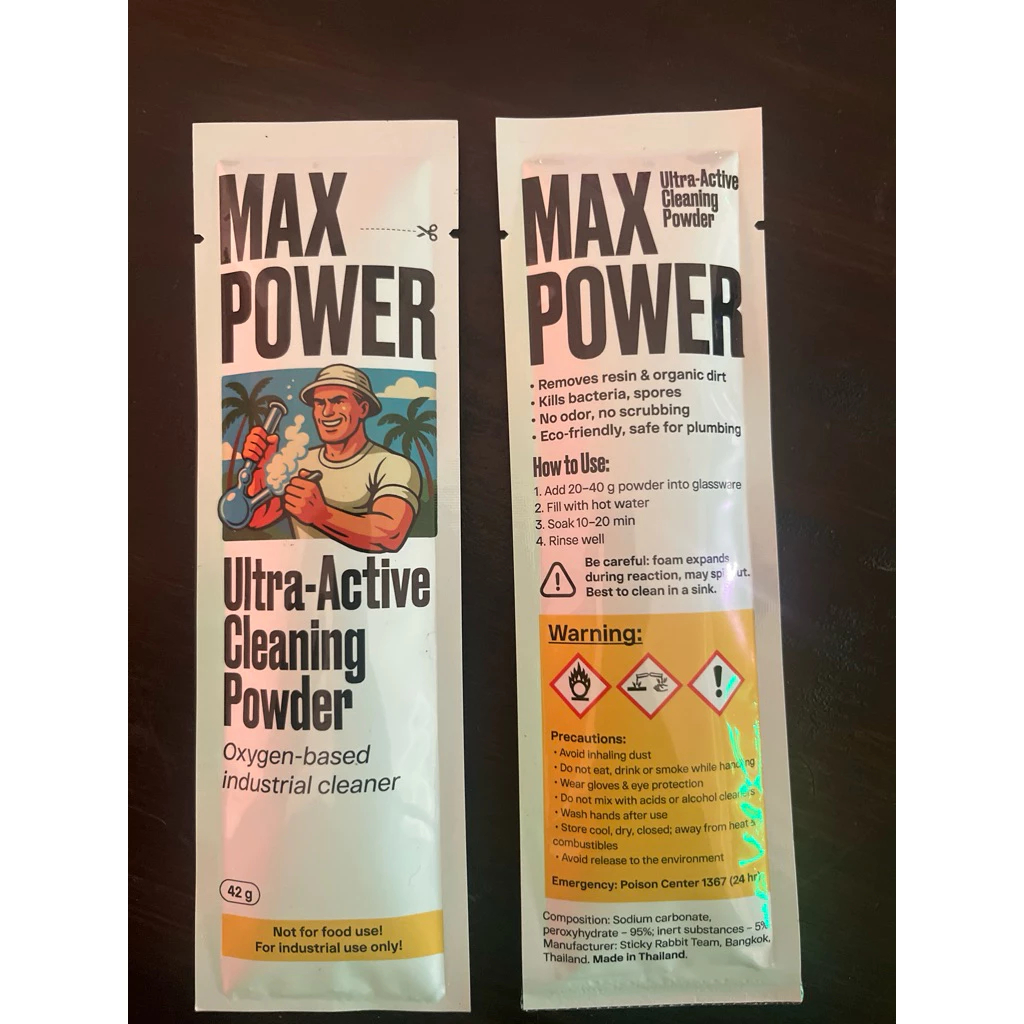 Max Power Bong Cleaner (42g) -  Cleaning Powder for glass bongs, pipes and all smoking glassware