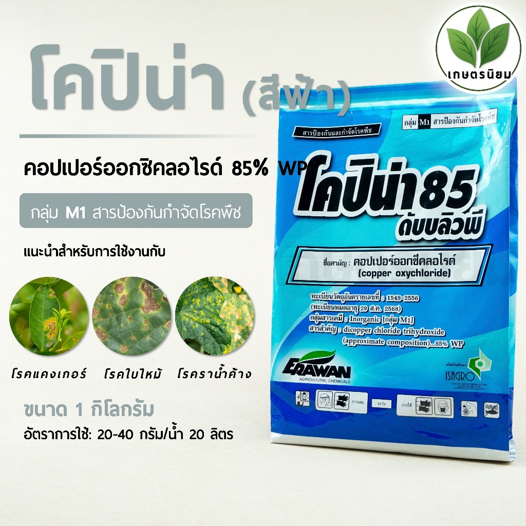 โคปิน่า สีฟ้า (คอปเปอร์ออกซิคลอไรด์ 85% WP) 1 กิโลกรัม