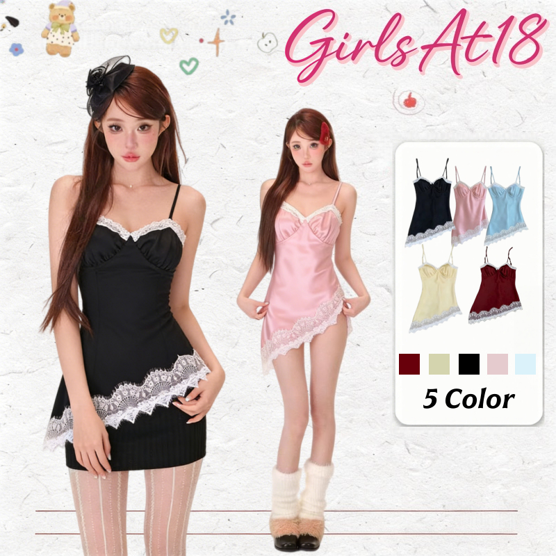 GirlsAt18 พร้อมส่ง 🔮เสื้อสายเดียว🍨 ลูกไม้ ซาติน หรูหรา ดีไซน์ ผูกหลัง ชายระบาย ทรงเข้ารูป เซ็กซี่ใส่ปังปีใหม่ลิมิเต็ด